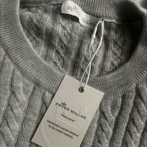Peter Millar Gray cableknit sweater. New with tags.